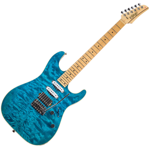Guitarra Seizi Katana Hashira Ocean Blue com Corpo Quilted Maple sobre Mogno Captadores Seizi Jutsu ALNICO V HSS e Ponte Flutuante 10360735