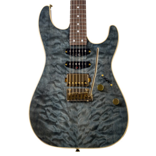 Guitarra Seizi Katana Hashira Black Onix Gold com Corpo Quilted
