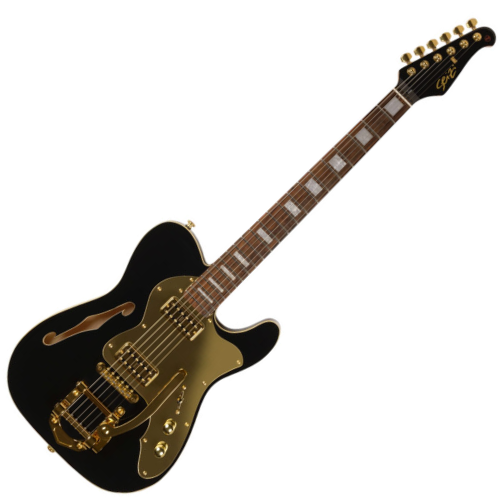 Guitarra Seizi Vintage Origami Black Gold Juliana Vieira com Corpo Basswood Captadores Seizi Jutsu Filtertron HH e Ponte Trêmolo Bigsby 10361134