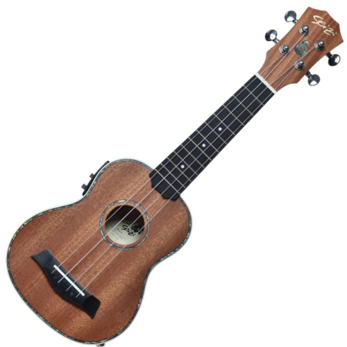 Ukulele Eletroacústico Seizi Maui Plus Soprano Sapele com Bag Nut e Rastilho em Osso Encordoamento Aquila e Detalhes em Abalone 10360223