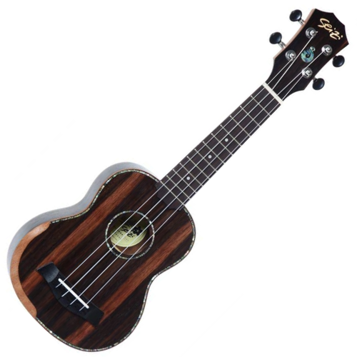 Ukulele Acústico Seizi Bora Bora Plus Soprano Ebony com Bag Nut e Rastilho em Osso Encordoamento Aquila e Detalhes em Abalone 10360194