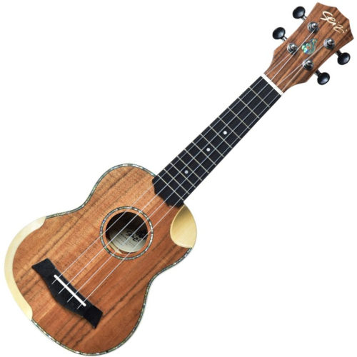 Ukulele Acústico Seizi Bora Bora Crush Soprano Koa com Bag Half Cutaway Nut e Rastilho em Osso Encordoamento Aquila e Detalhes em Abalone 10360300