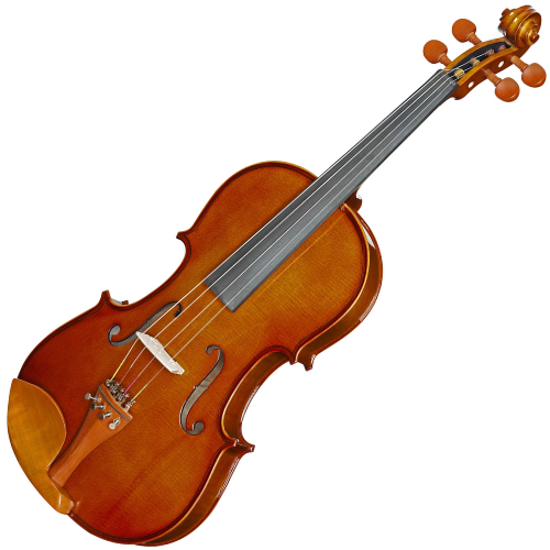 Viola de Arco Eagle VA152 4/4 com Tampo Abeto Sólido, Fundo e Laterais Maple com Verniz Brilhante, Arco Octogonal com Crina Animal, Breu e Estojo Térmico Gota HTML