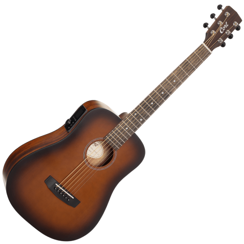 Violão Cort Earth GO Open Pore Brown Burst com Tampo Spruce Sólido Corpo Mahogany Equalizador Cort CE304T e Afinador Integrado