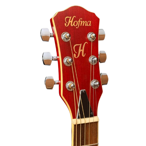 Violão Eletroacústico Hofma HMF240 STRD Folk com Tampo Sapele Maciço Pré-Amplificador Audisys Promix XR Equalizador 3 Bandas Afinador Integrado Acabamento Vermelho Brilhante