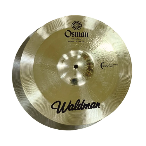 Kit de Pratos Bateria Waldman Osman B20 HH 14" Crash 16" Ride 20" com Liga B20 Som Equilibrado e Versátil Acabamento Natural