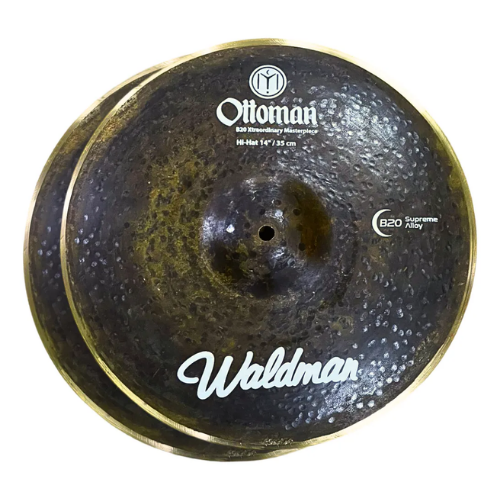 Kit Pratos Bateria Waldman Ottoman Profissional 14" Hi-Hat + 16" Crash + 20" Ride Liga B20 com Bag Inclusa