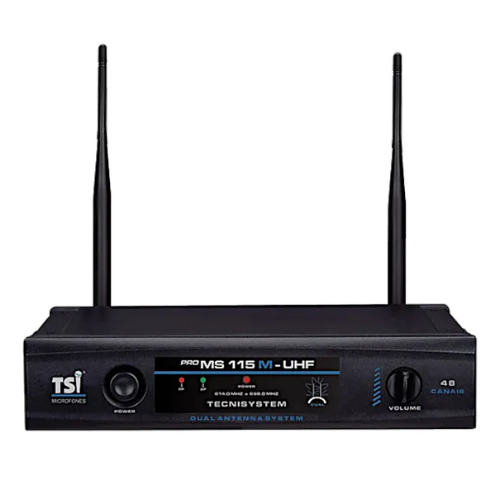 Microfone Sem Fio TSI Proms115MUHF Profissional UHF com Receptor Duplo e Maleta Inclusa