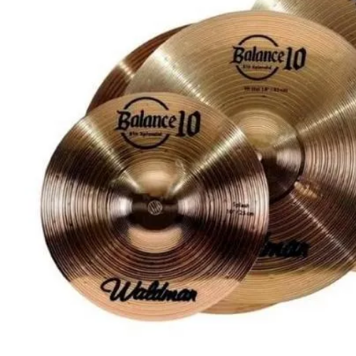 Kit Pratos Bateria Waldman B10 14" Hi-Hat + 16" Crash + 20" Ride com Bag Inclusa