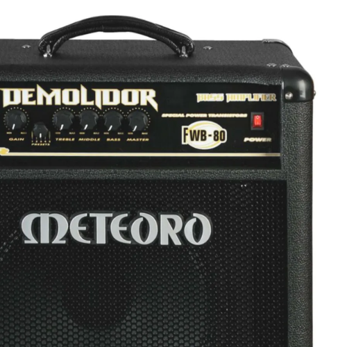 Amplificador Meteoro Demolidor FWB80 80W 10 Polegadas para Contrabaixo com Equalizador 3 Bandas Entrada Auxiliar Saída de Fones e Falante 10" para Prática Ensaios e Pequenos Shows