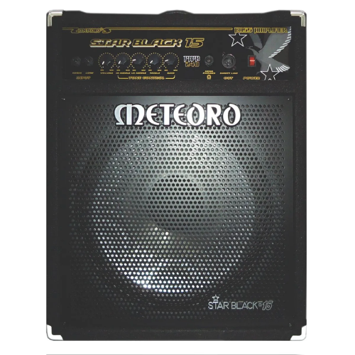 Amplificador Meteoro Star Black 15 240W 15 Polegadas para Contrabaixo com Falante 15" Tweeter Piezo Equalizador 4 Bandas Entradas Ativa/Passiva e Saída Balanceada para Graves Potentes e Definição Profissional