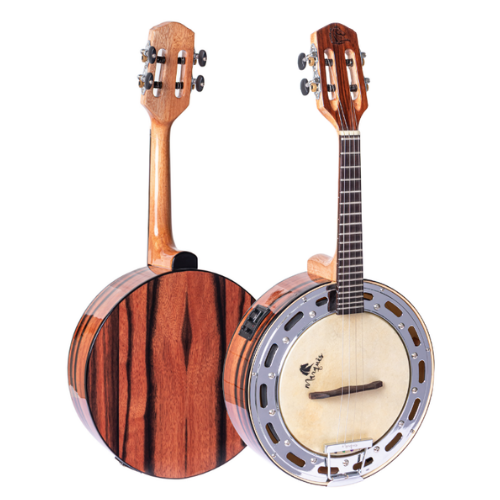 Banjo Eletroacústico Marquês BAJ-177NTEQ Natural Brilho com Equalizador Ativo A-20 3 Bandas Afinador Aro Cromado Pele Caprina 8" Corpo Ébano Braço Cedro e Escala Rosewood