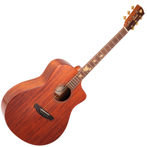Violão Acústico Aço Marquês VA-203 MG AC Mahogany Brilho com Corpo Grand Auditorium Cutaway Todo Maciço e Tampo Mahogany