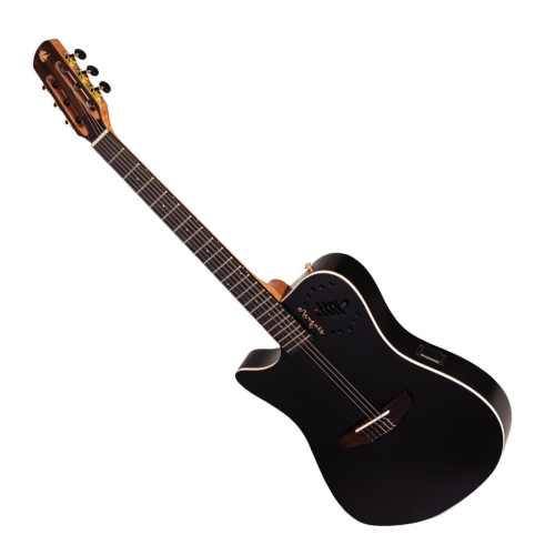 Violão Eletroacústico Marquês Canhoto VN12 BKS EQ Preto Fosco com Tampo Fundo e Laterais em Sapele Braço em Cedro Escala em Blackwood com 19 Trastes em Alpaca Cutaway Equalizador Ativo 4 Bandas