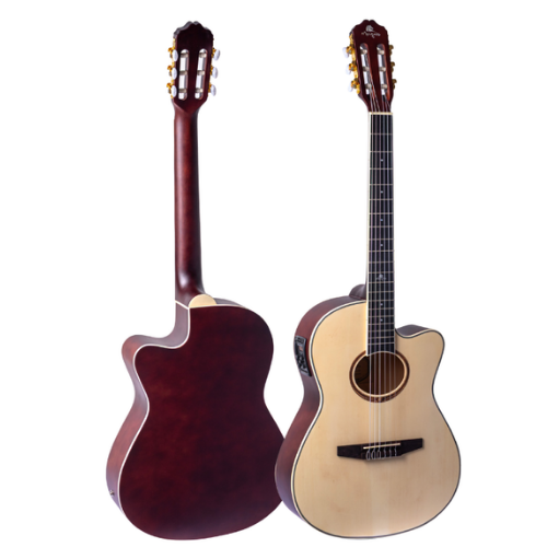 Violão Eletroacústico Nylon Marquês VN-231 NS EQ Natural Fosco com Corpo Clássico e Pré 4 Bandas Afinador