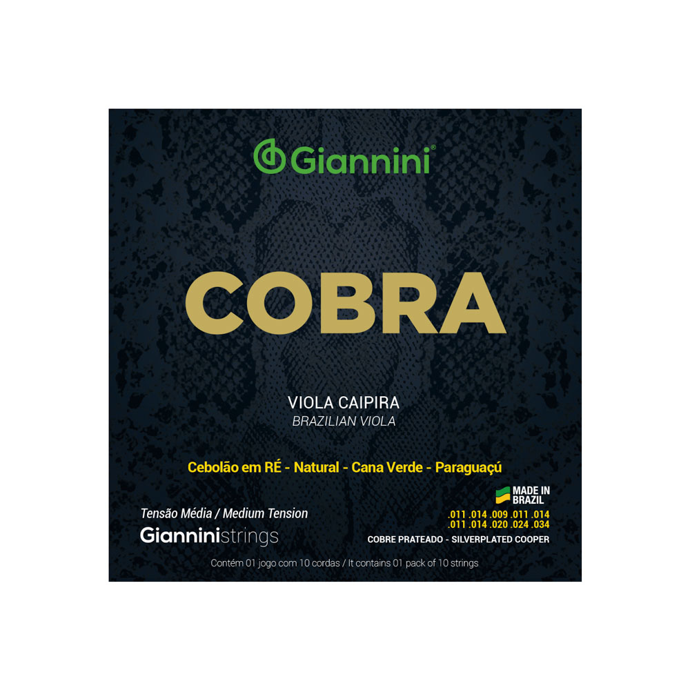 Encordoamento Viola Caipira Cebolão Ré Giannini Cobra GESVM