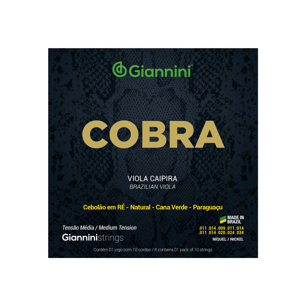 Encordoamento Viola Caipira Cebolão Ré Giannini Cobra GESVNM