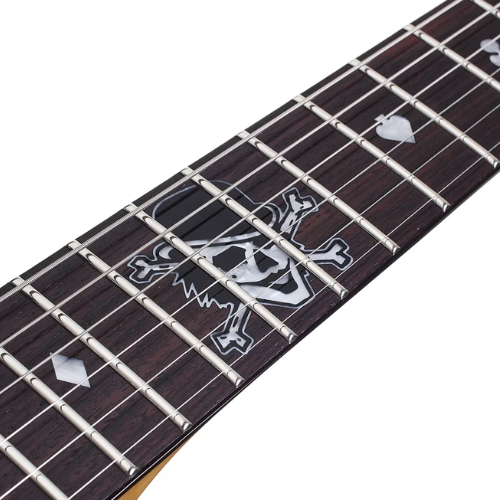 Guitarra Schecter Pete Dee PT Gloss Black KOR com Corpo em Amieiro Braço em Maple Bolt-on Perfil Thin Escala em Jacarandá com 22 Trastes Médios Captadores Schecter Diamond SuperRock Custom Alnico 164