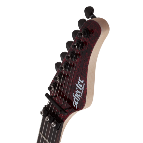 Guitarra Schecter Sun Valley Super Shredder FR-S Red Reign com Corpo em Mogno Braço Bolt-on Maple Canadense Thin Escala em Ébano Captador Ponte EMG Retro Active Hot 70 Sustainiac no Braço Floyd Rose Special 1245