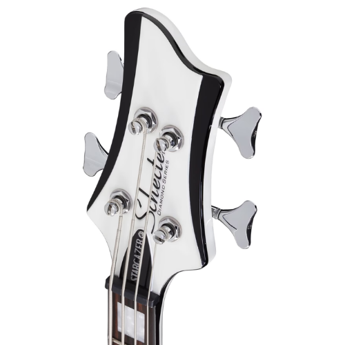 Contrabaixo Schecter Stargazer-4 Gloss White com Corpo em Mogno Braço em Maple Escala em Ébano com Captadores Schecter USA SuperRock Vintage Ponte Schecter com TonePros Roller Tune-O-Matic 681