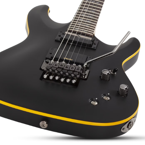 Guitarra Schecter Demon-6 FR S Aged Black Satin com Corpo em