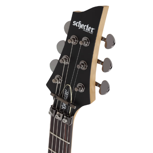 Guitarra Schecter Demon-6 FR S Aged Black Satin com Corpo em Basswood e Topo Esculpido Braço Maple Escala em Rosewood com Captador Ponte Schecter Diamond Active Sustainiac no Braço Floyd Rose Special 3669