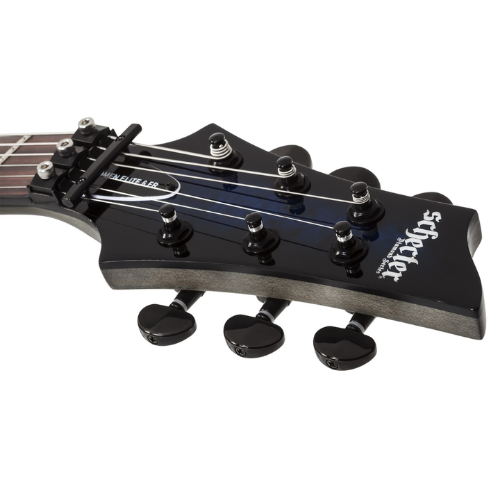 Guitarra Schecter Omen Elite-6 FR See Thru Blue Burst com Corpo em Mogno e Braço Maple Bolt-on Perfil Thin Escala em Rosewood com Captadores Schecter Diamond Heretic HH Ponte Floyd Rose Special 2455