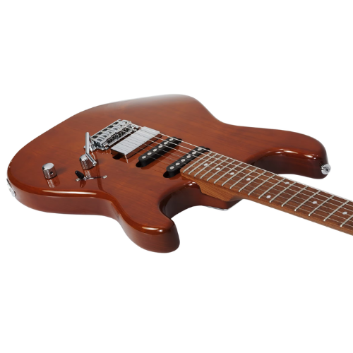 Guitarra Schecter Traditional Van Nuys Gloss Natural Ash com Corpo em Ash Braço Roasted Maple Bolt-on Perfil Thin Escala em Roasted Maple com Captadores Schecter USA SuperRock Vintage MonsterTone HSS Ponte Diamond Vintage Tremolo 701