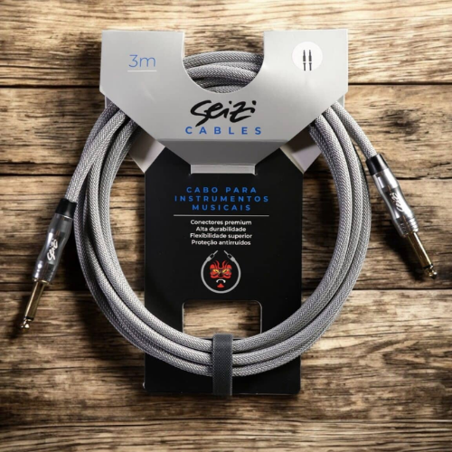 Cabo Seizi Cable Energy P10 x P10 Silver Grey 3m para Guitarra Violão Contrabaixo Ukulele 10360994