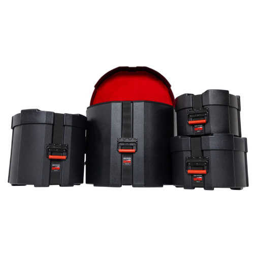 Case para Bateria Gator GPC Rockpackset 10/12/16/22 com Estrutura Rotomoldada Ultra Resistente Interior Acolchoado em Microveludo Vermelho Design Empilhável com Gator Grooves Alças Ergonômicas e Cintas de Alta Tensão