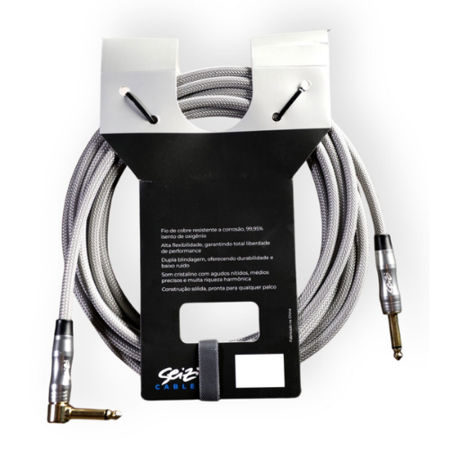 Cabo Seizi Cable Energy P10 x P10L Silver Grey 6m para Guitarra Violão Contrabaixo Ukulele 10360997