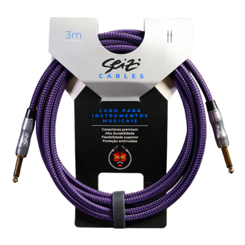Cabo Seizi Cable Energy P10 x P10 Black Purple 3m para Guitarra Violão Contrabaixo Ukulele 10360998