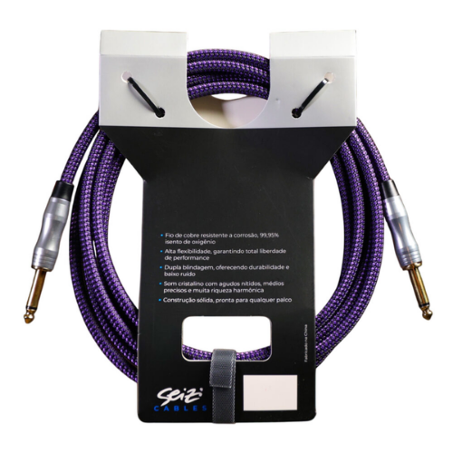 Cabo Seizi Cable Energy P10 x P10 Black Purple 3m para Guitarra Violão Contrabaixo Ukulele 10360998