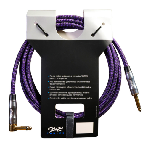Cabo Seizi Cable Energy P10 x P10L Black Purple 6m para Guitarra Violão Contrabaixo Ukulele 10361001