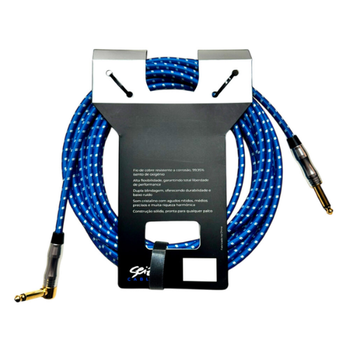 Cabo Seizi Cable Energy P10 x P10L Blue White 6m para Guitarra Violão Contrabaixo Ukulele 10361005