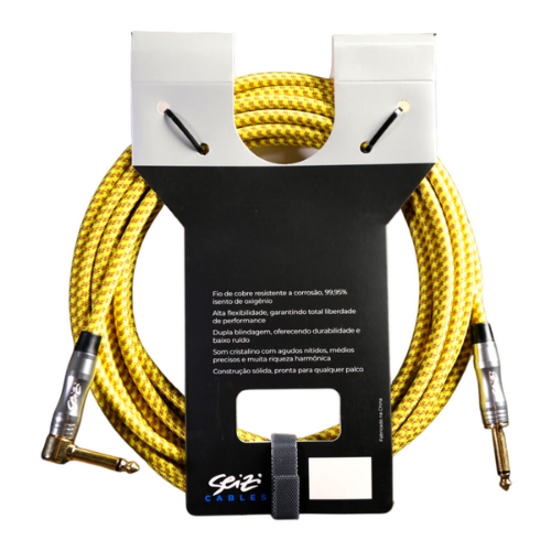 Cabo Seizi Cable Energy P10 x P10L Yellow Brown 6m para Guitarra Violão Contrabaixo Ukulele 10361009