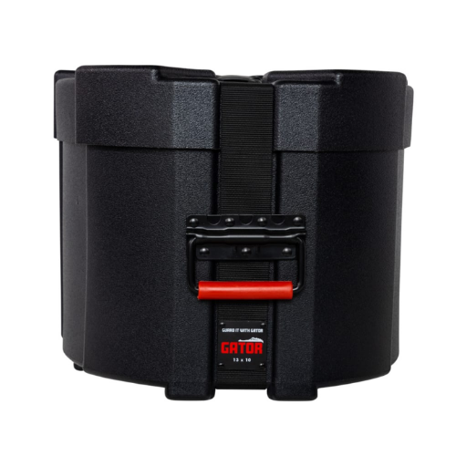 Case para Tom de Bateria Gator GPC 1310 13x10 com Estrutura Rotomoldada Ultra Resistente Interior em Microveludo Vermelho com Espuma Acolchoada Alças Ergonômicas Travas Reforçadas e Sistema de Empilhamento Gator Grooves