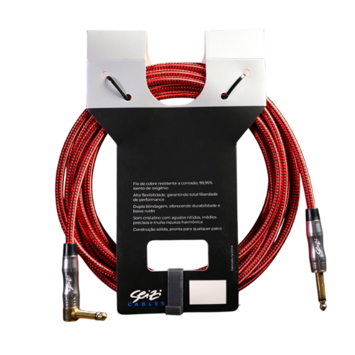 Cabo Seizi Cable Energy P10 x P10L Red Black 6m para Guitarra Violão Contrabaixo Ukulele 10361017