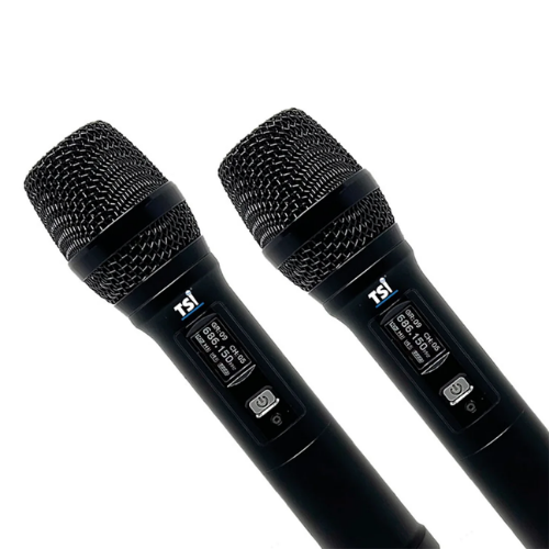 Sistema Sem Fio TSI DUO 4 DIVERSITY com 200 Canais e True Diversity Sistema UHF 614-698 MHz com Receptor Duo-4 Diversity (4 Receptores Internos) 2 Microfones de Mão Multicanal SC-8 Super Cardióide Fonte Bivolt