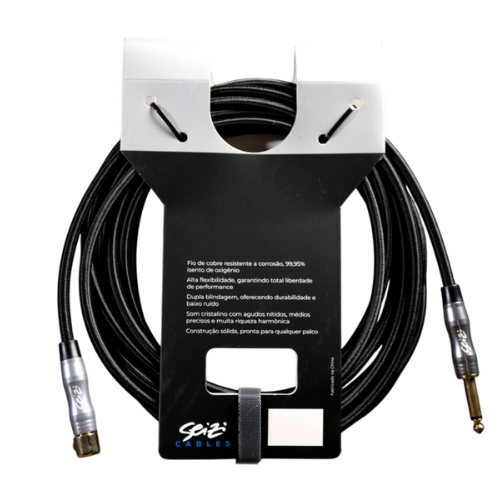 Cabo Seizi Cable Energy P10 x P10L Black 6m para Guitarra Violão Contrabaixo Ukulele 10361021