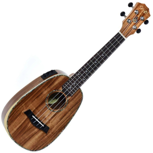 Ukulele Concerto Eletroacústico Seizi Bora Bora Plus Pineapple Concert Koa Nut e Rastilho em Osso Roseta e Friso em Abalone e Bag Deluxe 10360298