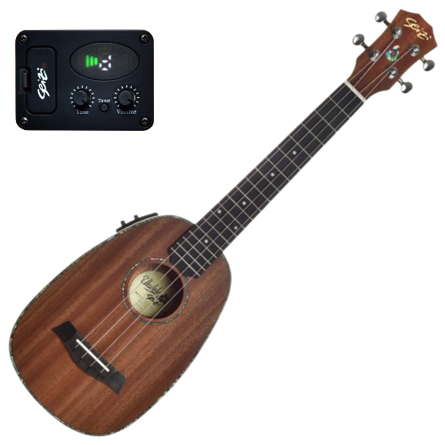 Ukulele Tenor Eletroacústico Seizi Maui Plus Pineapple Tenor Sapele Nut e Rastilho em Osso Roseta e Friso em Abalone e Bag Deluxe 10360366