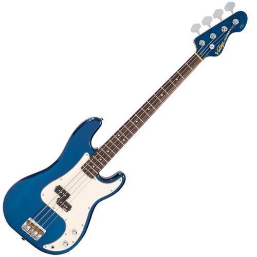 Contrabaixo Vintage V4 Reissued Bayview Blue com Corpo Alder Braço Maple Escala Rosewood 20 Trastes Captador Single Coil Wilkinson Ponte Wilkinson Four Saddle
