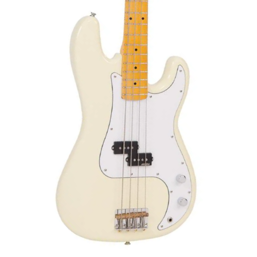 Contrabaixo Vintage Reissued V4MVW P-Bass Vintage White com Corpo Alder Braço Maple Escala Rosewood 20 Trastes Captador P-Style Wilkinson Ponte Wilkinson Four Saddle