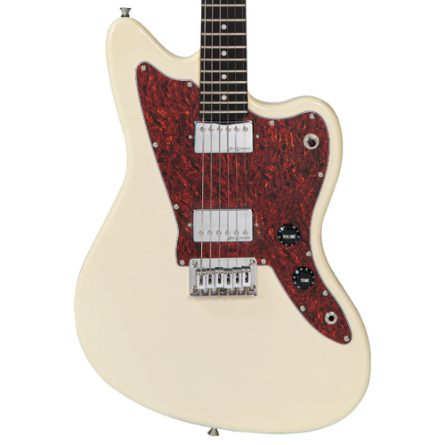 Guitarra Vintage V50 Coaster Series Vintage White com Corpo Basswood Braço Maple Escala Rosewood 22 Trastes 2 Humbuckers Entwistle Ponte Hardtail