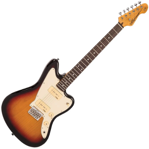 Guitarra Vintage V65 Reissued Hardtail Tobacco Sunburst com Corpo Alder Braço Maple Escala Rosewood 22 Trastes 2 Captadores Soapbar Wilkinson Ponte Hardtail