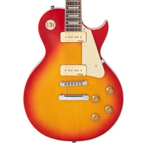 Guitarra Vintage V100P Reissued Cherry Sunburst com Corpo Mogno Braço Mogno Escala Rosewood 22 Trastes 2 Captadores Soapbar Wilkinson Ponte TOM