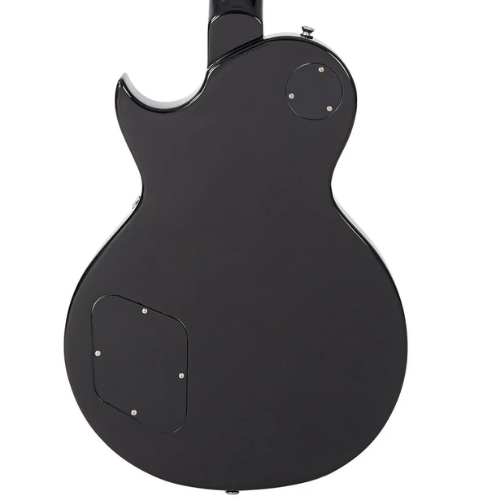 Guitarra Vintage V100P Reissued Gloss Black com Corpo Mogno Braço Mogno Escala Rosewood 22 Trastes 2 Captadores Soapbar Wilkinson Ponte TOM