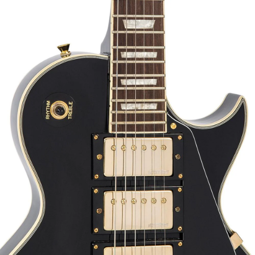 Guitarra Vintage V1003 Reissued Boulevard Black com Corpo Mogno Braço Mogno Escala Rosewood 22 Trastes 3 Humbuckers Wilkinson Ponte TOM