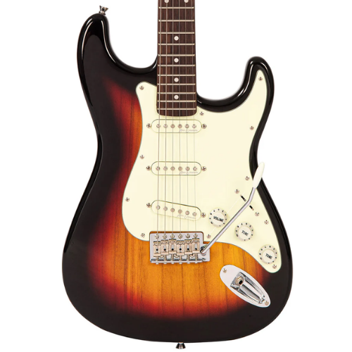 Guitarra Vintage V60 Coaster Series 3-Tone Sunburst com Corpo Paulownia Braço Maple Escala Rosewood 22 Trastes 3 Captadores Single Coil Entwistle Ponte Vibrato